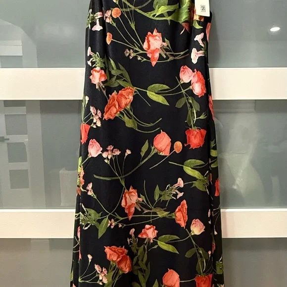 Ted Baker NWT size 4 Cowl Neck Black Floral Slip Midi Maxi Dress sleeveless - Picture 6 of 14